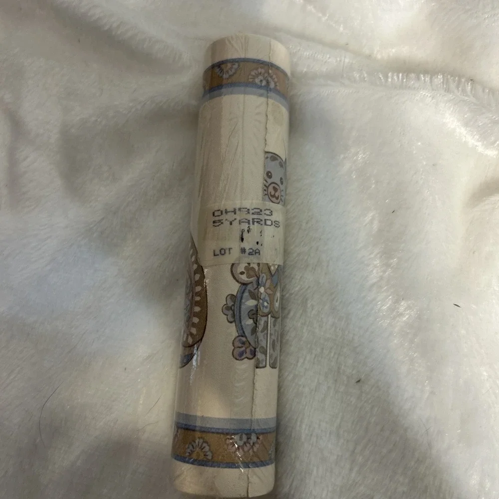 Vintage Paisley Cat Wallpaper Border Blue Tan Folk Art 5 Yards OH923 Lot 2A
